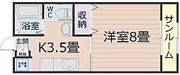 住吉ハイツ 1Kの間取図画像
