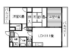 チェリーマンション加世田 3LDKの間取図画像