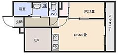 鹿児島市小松原1丁目マンション 1DKの間取図画像