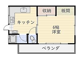 第3さつきコーポ 1Kの間取図画像