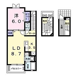 ラフレシールA 1LDKの間取図画像