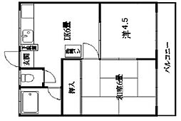 太陽ビル 2DKの間取図画像