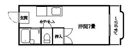 フロウレス勇貴 ワンルームの間取図画像