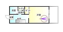 クレールメゾンC 1Kの間取図画像