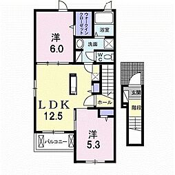 サニープラシード2 2LDKの間取図画像