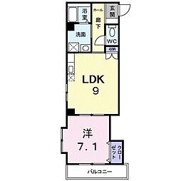 リバーサイド梶原 1LDKの間取図画像