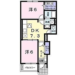 パストラル滝の杜A 2DKの間取図画像