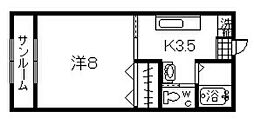 住吉ハイツ 1Kの間取図画像
