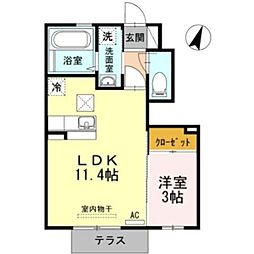 ラフィーネF2 1LDKの間取図画像