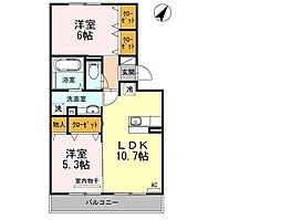 サニーヒルうすき 2LDKの間取図画像