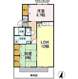 セジュール川路 2LDKの間取図画像