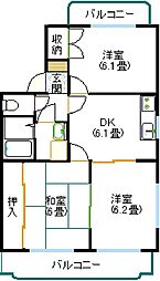 ファームガーデンB棟 3DKの間取図画像