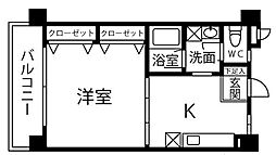 アムールKM 1DKの間取図画像