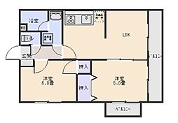 サンハイツ下唐湊 2LDKの間取図画像
