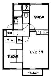 セジュール・タイガーA 2LDKの間取図画像