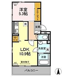 コーラル 1LDKの間取図画像