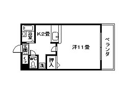 ワイズ・コア 1Kの間取図画像