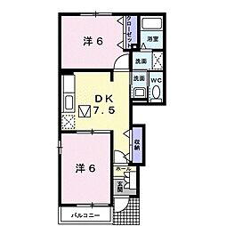 マジェスティックガーデンC棟 2DKの間取図画像