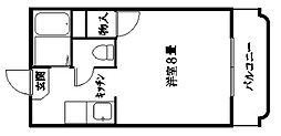笹貫マンション 1Kの間取図画像
