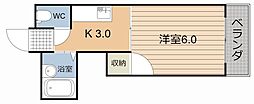 スカイコーポ住吉 1Kの間取図画像