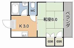 コーポさくら 1Kの間取図画像