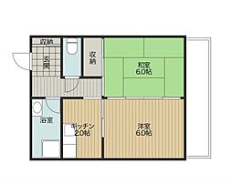 マンション松原 2Kの間取図画像