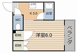 ロイヤルハイム 1Kの間取図画像