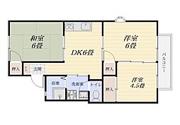 ハイライズ森田B 3DKの間取図画像