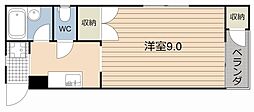 グリーンリブかすが ワンルームの間取図画像