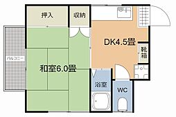 セントポリアA 1DKの間取図画像