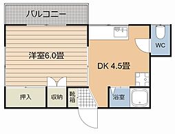 セントポリアA 1DKの間取図画像