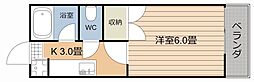 キャッスル竹井 1Kの間取図画像
