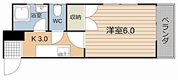 キャッスル竹井 1Kの間取図画像