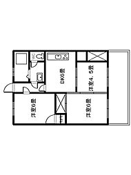 第2甲南ビル 3DKの間取図画像