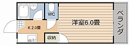 マリンハイツ 1Kの間取図画像
