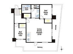甲南ドエル御影 2LDKの間取図画像