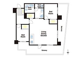 甲南ドエル御影 2LDKの間取図画像