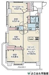 ドメス登戸新町 3LDKの間取図画像
