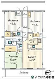 ヒルズ生田 3DKの間取図画像