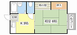 ツダハイツ 1Kの間取図画像