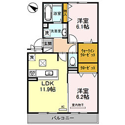 Avant Rivie’re 1階2LDKの間取り