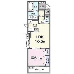 フルール近江 1LDKの間取図画像