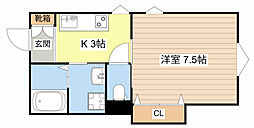 Queen staden AI 203 2階1Kの間取り