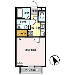 ダイワヴィラノルテA棟 1Kの間取図画像