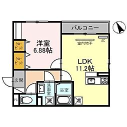 カーサシエル 1LDKの間取図画像