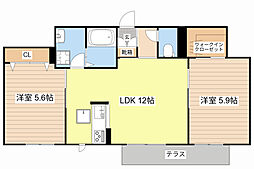 ベレオイワハタ 2LDKの間取図画像