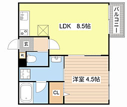 メゾン・ド・メグ湖南 1LDKの間取図画像