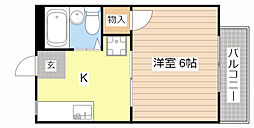 レジデンス古沢 1Kの間取図画像