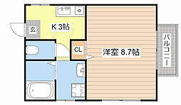 アーバンコート長浜 1Kの間取図画像