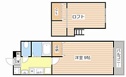 セコンダリー谷畑 1Kの間取図画像